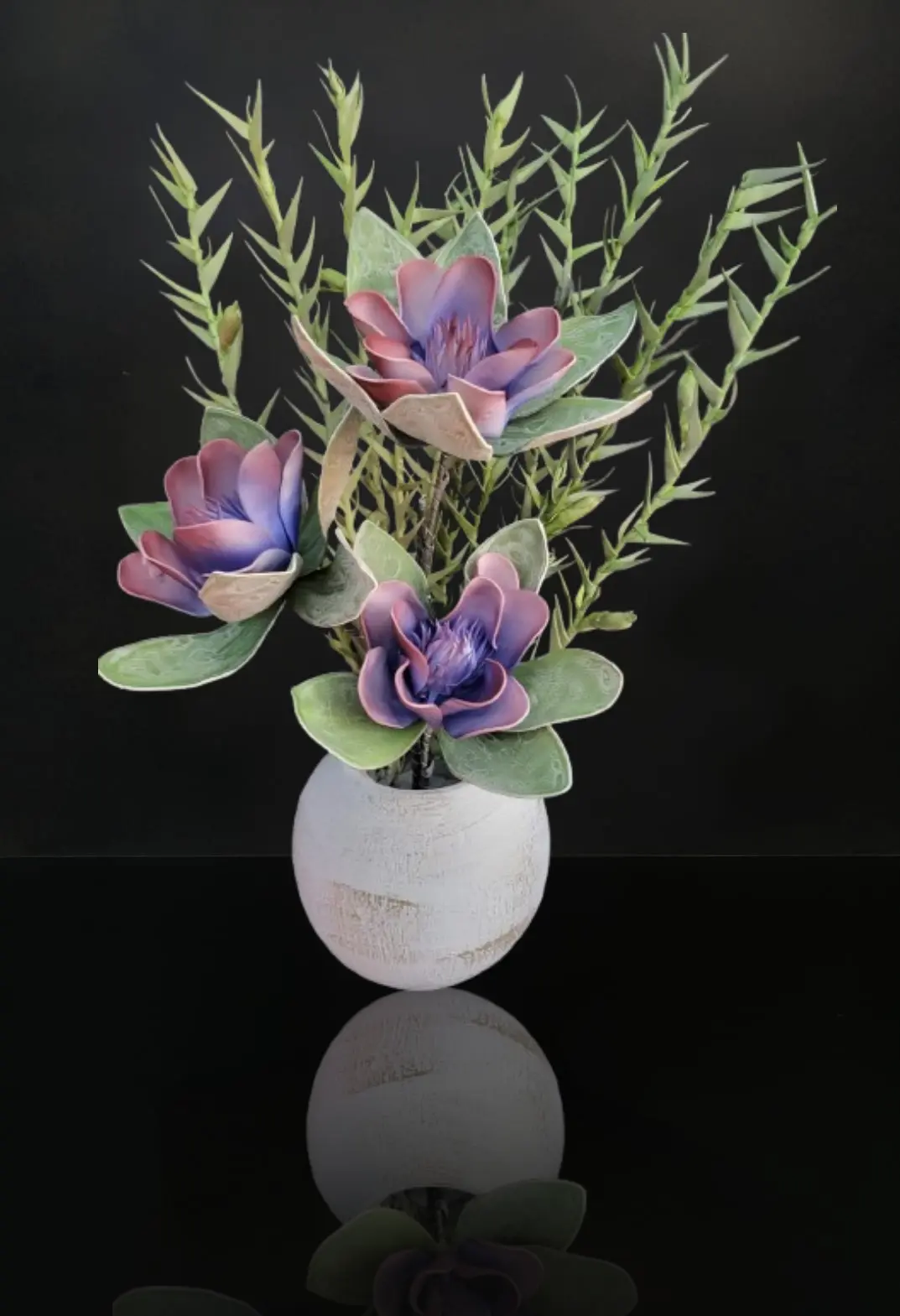 Mix de grădină ivoire pe piedestal cromat